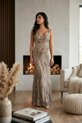 Silber Pailletten Abendkleid