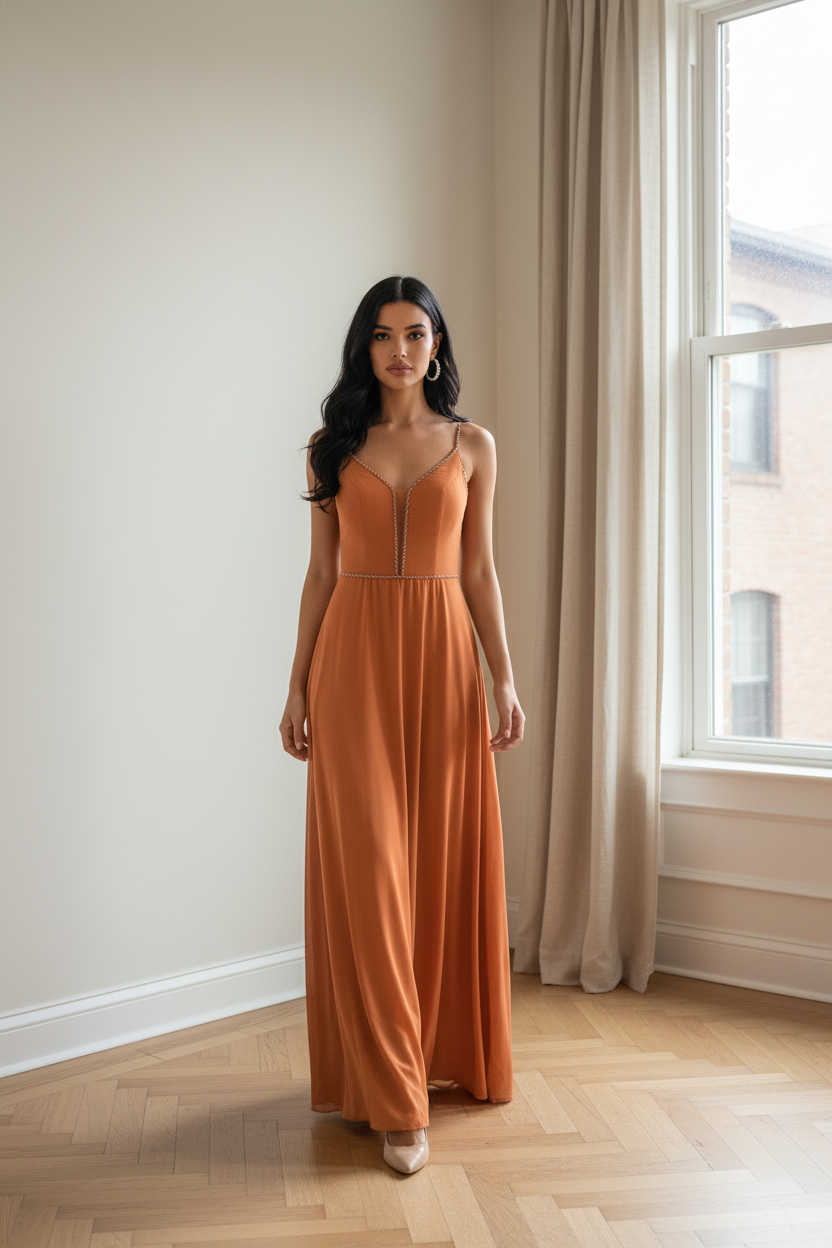 Terrakotta Abendkleid
