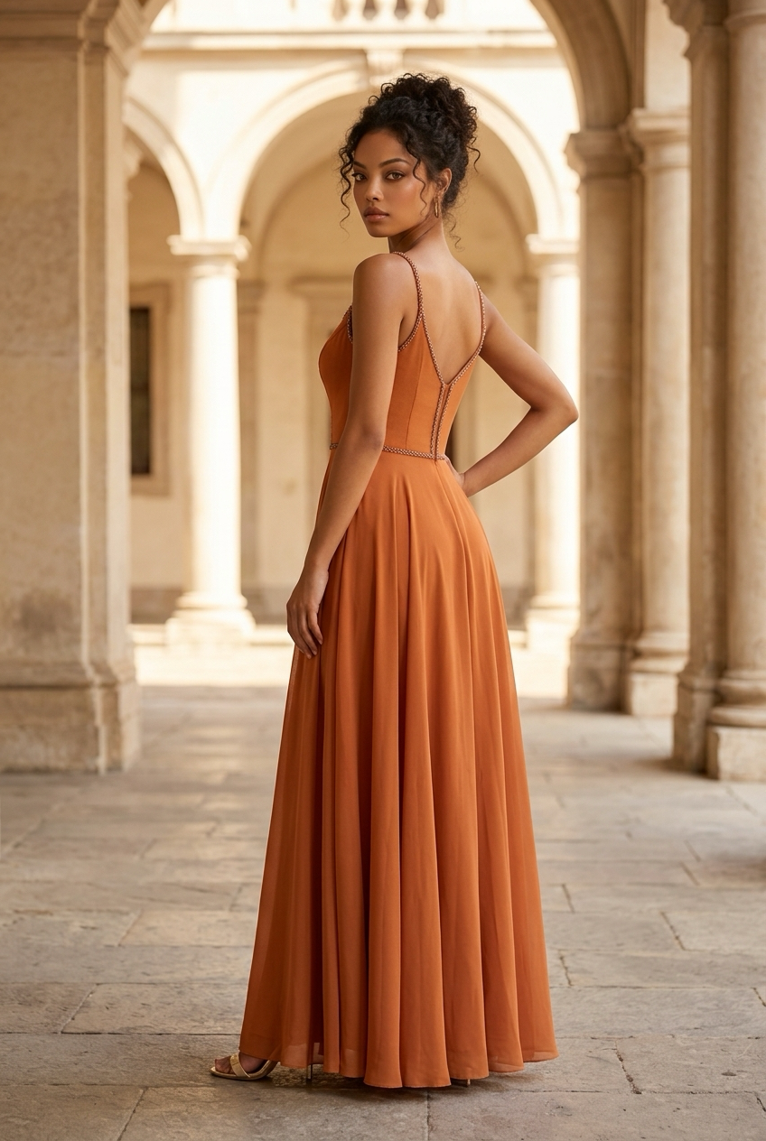 Terrakotta Abendkleid